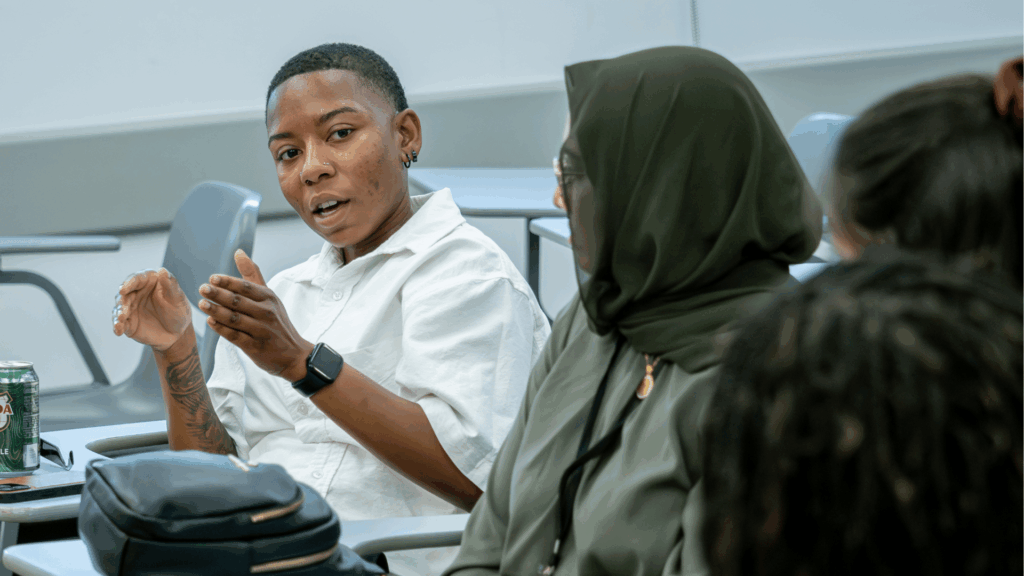 intergenerational group meets to learn and talk to one another